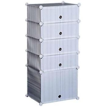 HOMCOM Armario Modular Plástico Estantería 5 Cubos Ropero Zapatero Aparador Combinado Ropero Zapatero Combinado Mueble Organizador Ropa Zapatos Accesorios Juguetes