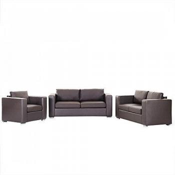 Conjunto de sofá marrón - sofá de piel - 6 asientos - 2 sofás con butaca - HELSINKI