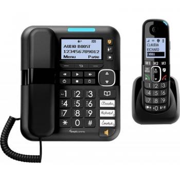 Teléfono Amplificado AMPLICOMMS BIGTEL 1580 con Pantalla Grande y Sonido Potente