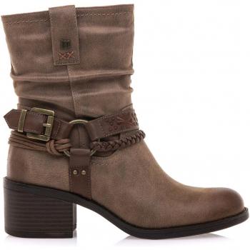 Botines planos MTNG para mujer modelo Persea en color gris, con cierre de cremallera y puntera redonda