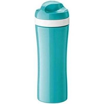 Koziol Oase Cantimplora, Botella para Bebidas, 425 ml, Turquesa con Anillo Blanco, 3708105