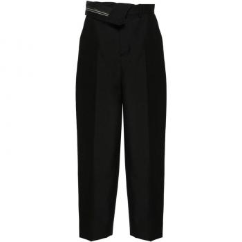 Fendi Women's Wool Carrot-Fit Trousers in Black | Size 40 | FR6540S9A Color F0GME