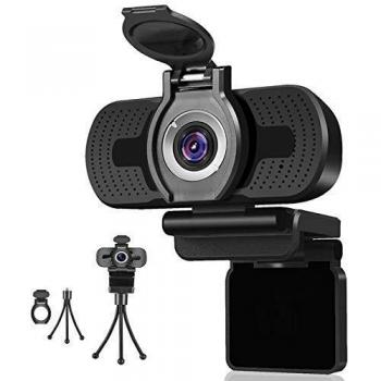 Dericam 720P HD Live Streaming Webcam, USB Desktop y Laptop Webcam, Mini Plug and Play Video Calling Computer Camera, Micrófono Incorporado, Clip Flexible Giratorio, W1, Negro