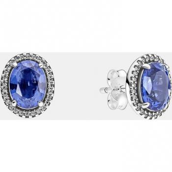 PANDORA - Pendientes de Plata de Ley con Cristal Azul para Niñas