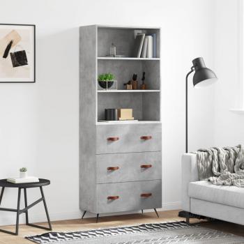 Aparador alto gris cemento 69,5x34x180 cm en madera contrachapada