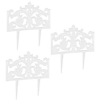 Pack de 3 Rejas Jardín Decorativas de Hierro Fundido, Color Blanco, Dimensiones 37 x 36 x 2 cm