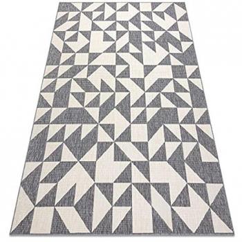 Alfombra Spring Triángulos de Sisal en Bucle - Gris/Crema 160x230 cm