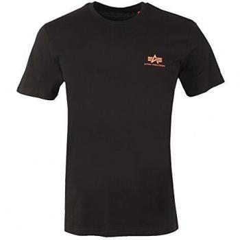 Alpha Industries Basic Small Logo T-Shirt - Black/Neon Orange, XL