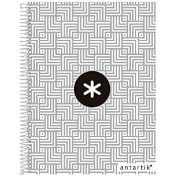 Cuaderno espiral liderpapel a4 micro antartik tapa forrada120h 100 gr cuadro 5mm banda 4 taladros trending gris