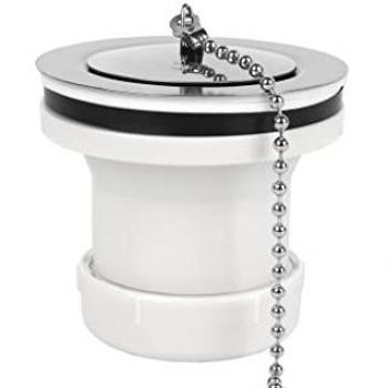 Válvula lavabo-bidé 1 1/2 x 70 con tapón metálico, fabricada en polipropileno, incluye tornillo y cadena con dos anillas