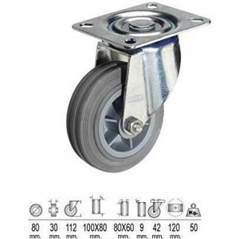 WOLFPACK LINEA PROFESIONAL 11110835 Rueda Industrial Goma Gris Placa 80mm, 80 mm