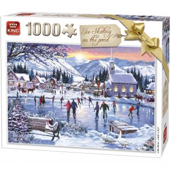 King 1000-Piece Puzzle: Ice Skating on the Pond