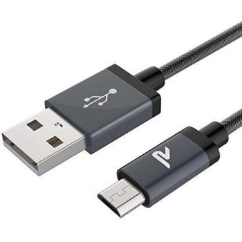 RAMPOW Cable Micro USB 2M Carga Rápida -Garantía De Por Vida- 2.4A Cable USB Sincro y Carga USB Compatible con Android, Samsung Galaxy, Kindle, Sony, Nexus, Motorola y más - Gris Espacial