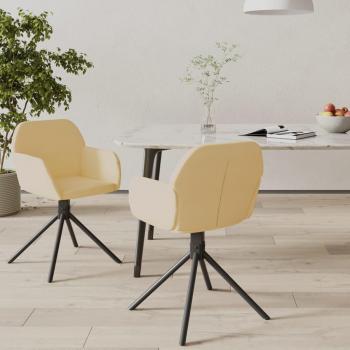 Cream Velvet Swivel Dining Chairs - Set of 2
