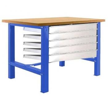 Banco de Trabajo Simonwork BT6L MDF 5Box 1500x750 Azul/Madera, Capacidad Carga 600 kg