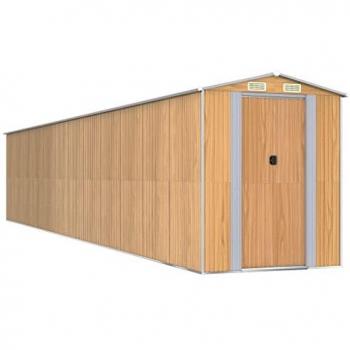 vidaXL Garden Shed Light Brown 192x1021x223 cm Galvanised Steel