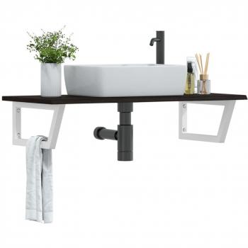 Estante de lavabo de pared de acero y madera maciza de roble vidaXL570908