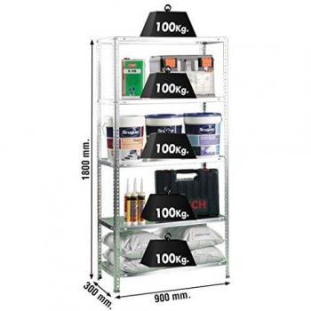SimonRack SI196 Estantería con 5 Estantes, Galvanizado, 1800 x 900 x 300 mm