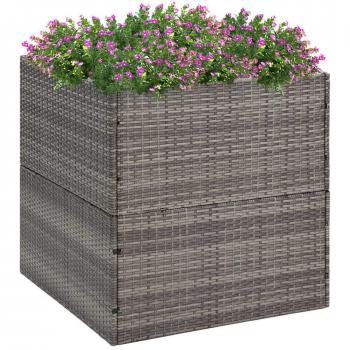 vidaXL Garden Planter Grey 80x80x80 cm Poly Rattan