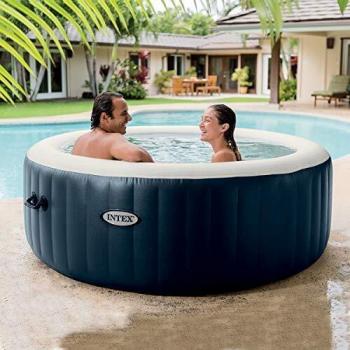 Intex PureSpa Blue Navy Inflatable Hot Tub - 4 Person Bubble Massage, 196 x 71 cm