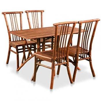 vidaXL Conjunto de comedor de bambú 5 piezas