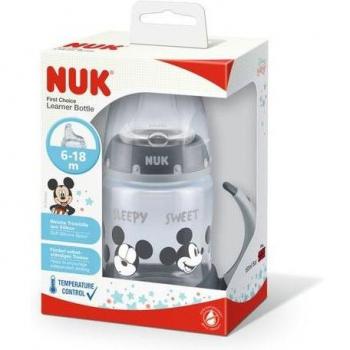 Biberón de Entrenamiento NUK First Choice+ Mickey Mouse, Tetina de Silicona, 6-18 Meses, 150ml, Para Niños