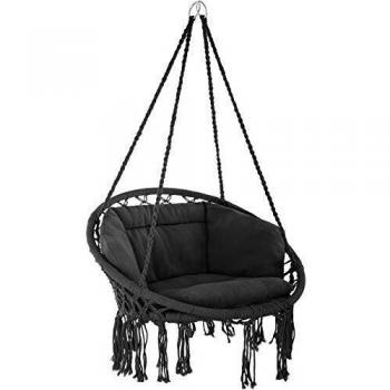 Silla colgante Grazia de Tectake - Cojín grande y súper mullido, estructura estable de acero con trenzado de algodón, apta para interior y exterior