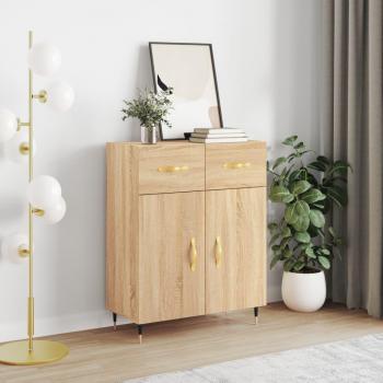 Aparador de madera de ingeniería 69,5x34x90 cm, mueble de almacenaje de salón, buffet para salón, armario auxiliar, armario de almacenamiento en roble Sonoma marrón
