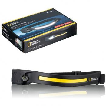 National Geographic Iluminos Stripe - Linterna frontal con tira LED, batería recargable y sensor infrarrojo para encendido y apagado