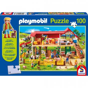 Puzzle Infantil Playmobil Granja 100 Piezas con Figura Original