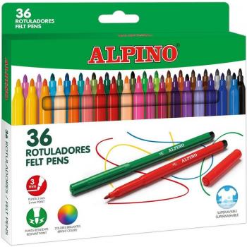 Estuche de Rotuladores Alpino, 36 Unidades, Colores Surtidos