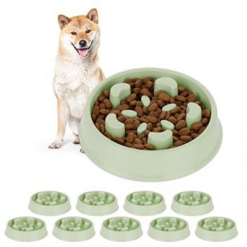 Comedero Antivoracidad para Perros - 10 Cuencos Antiansiedad, Comida Lenta, 600 ml, Aptos para Lavavajillas, Verde