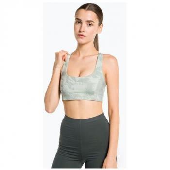 Sujetador deportivo Calvin Klein Rockform Print de medio impacto en color blanco roto y gris, talla S