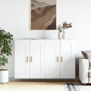Armarios de pared 2 piezas múltiples capas madera blanca