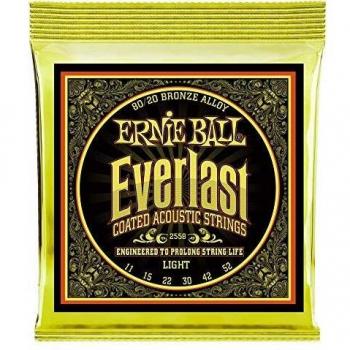 Ernie Ball Everlast Coated 80/20 Bronze Light Acoustic Guitar Strings 11-52