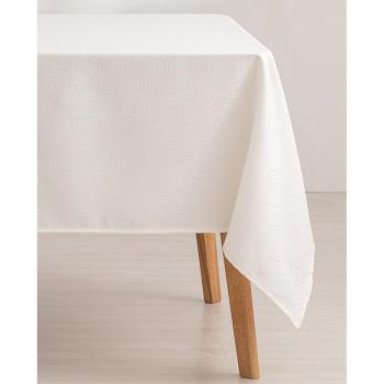 Mantel antimanchas jacquard Ring blanco con diseño semilunares impermeable