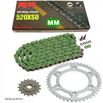Cadena de Yamaha YFM 660 R Raptor 01 – 05, cadena RK mm 520 xso 92, abierto, Verde, 13/40