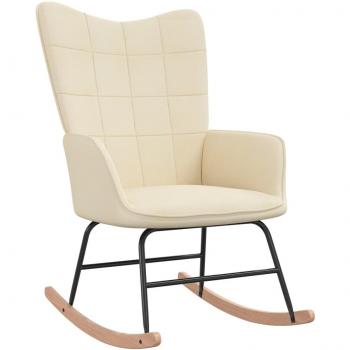 Silla mecedora de tela color crema de vidaXL