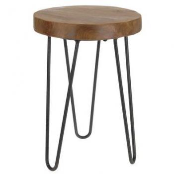 Taburete decorativo H&S Collection con patas de metal, dimensiones 30x42 cm