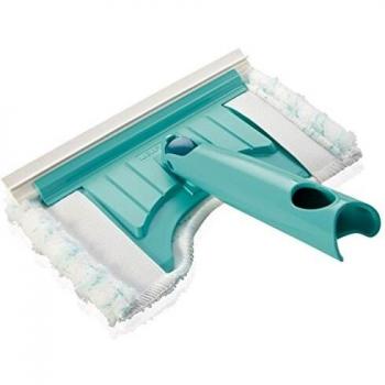 Leifheit Mopa para limpiar azulejos Bath Cleaner micro dúo, mopa plana de 20 cm de ancho y con articulación de 360°, escotadura redonda para rodear la grifería