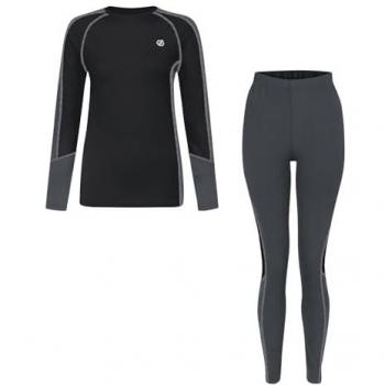 Dare2b Women's Quick Dry Thermal Base Layer Set Exchange III - Black/Ebony, Size 12