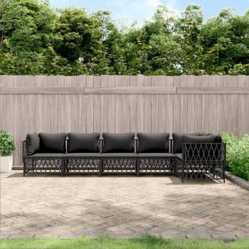 vidaXL 6-Piece Anthracite Steel Garden Lounge Set with Cushions