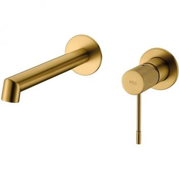 Grifo monomando empotrado de lavabo Line oro cepillado Imex - Grifo baño mezclador agua fría y caliente, diseño moderno, ahorro de agua, serie Line