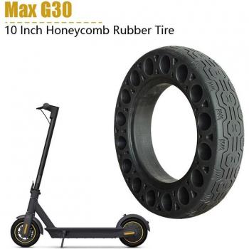 Neumáticos Sólidos de Goma de 10 Pulgadas para Patinete Eléctrico Ninebot Max G30 con Amortiguación Honeycomb, Color Negro