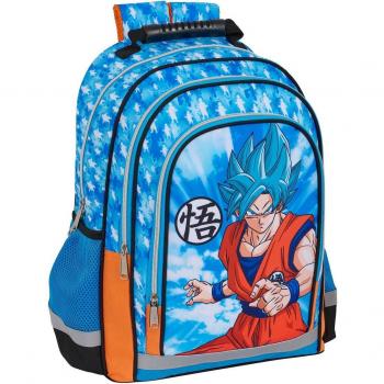 Mochila Dragon Ball Safta azul con bolsillos laterales, ideal para fans de Dragon Ball - 17x30x41 Cms.