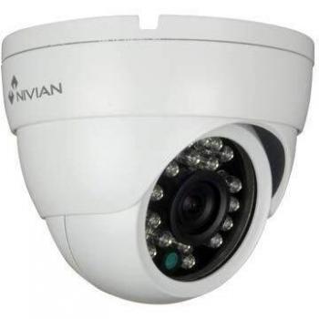 Nivian-Cámara Falsa metálica Tipo Domo, réplica de cámara Real, Dummy Cámara de Seguridad Vigilancia Falsa Impermeable – Corona Leds IR Reales - Fake Cámara Simulada CCTV