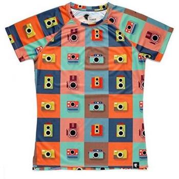 HOOPOE Camiseta Running Divertida Mujer, Manga Corta, Gimnasio #ColorCameras Talla S