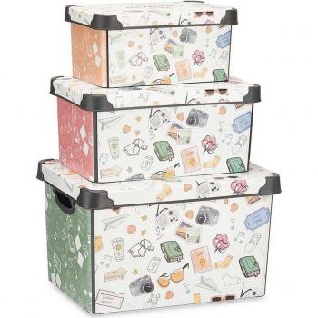 KIPIT Memories - Set de 3 Cajas Organizadoras Apilables, apilables, fabricadas en plástico, ideales para almacenamiento y organización