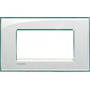 Placa Cuadrada Livinglight Aguamarina 4 Módulos BTICINO LNA4804KA