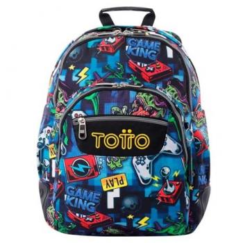 Mochila Escolar Grande TOTTO Rayol Gamertag, Capacidad 19 L, 3 Compartimentos, 2 Bolsillos para Botella, Bolsillo para PC de 14, Espaldar Ergonómico con Flujo de